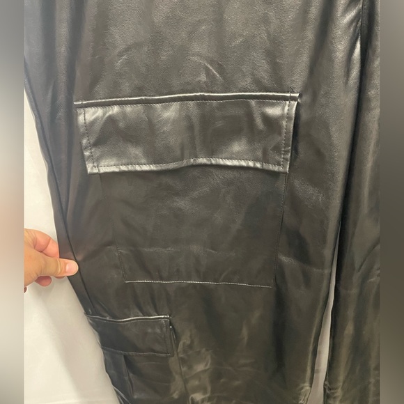 Wide leg Faux Leather Cargo Pants - Picture 2 of 5